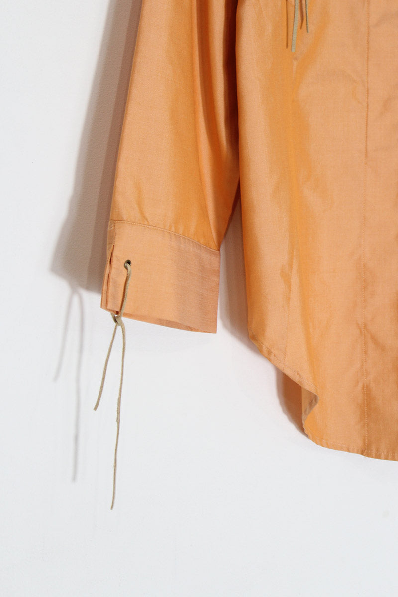 TRACY M. | 90'S L/S SILK OPEN COLLAR DESIGN SHIRT [USED]