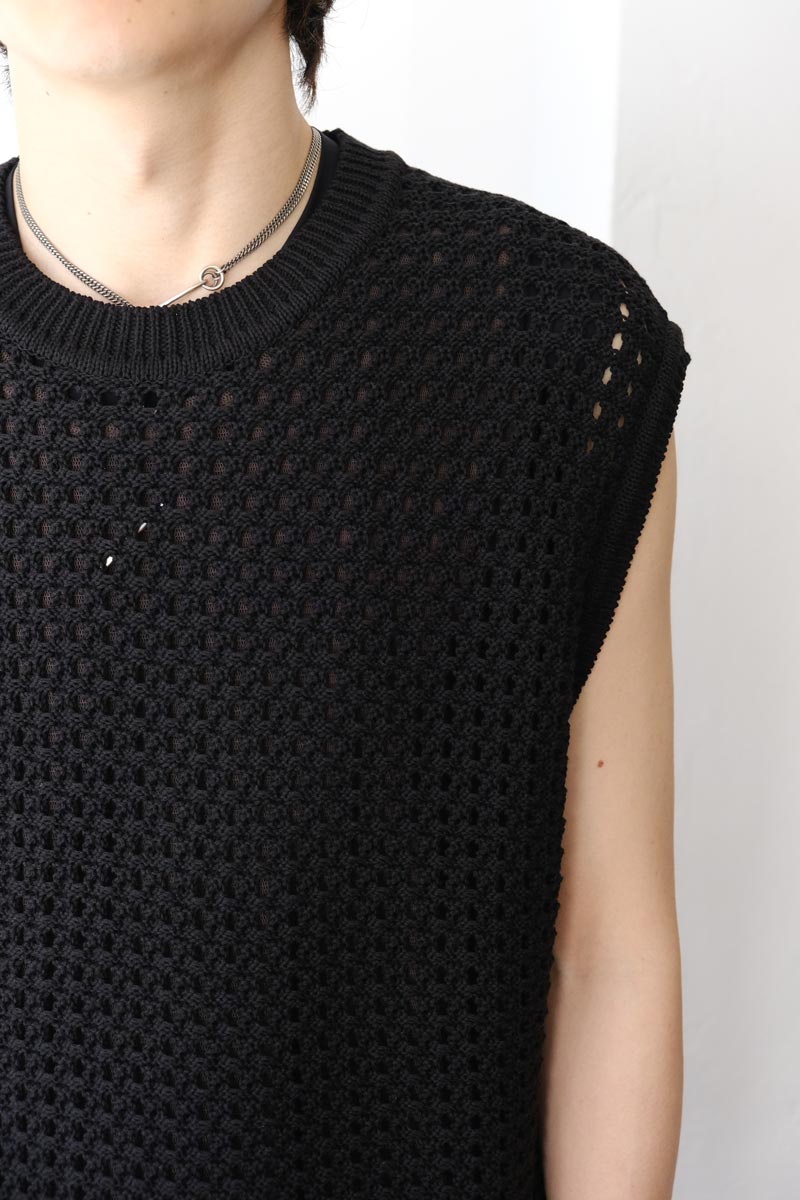 LILY YARN MESH KNIT VEST / BLACK [40%OFF]