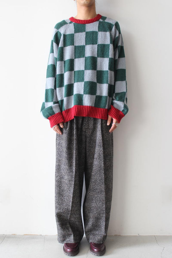RAG CHECK SWEATER / BLUE,GREEN AND RED [40%OFF]