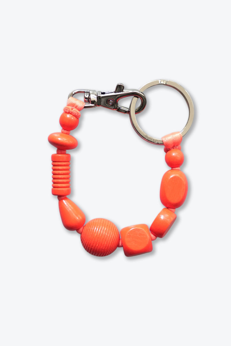 INA SEIFART | PERLENMIX SHORT KEYHOLDER / NEON ORANGE ウッドビーズ