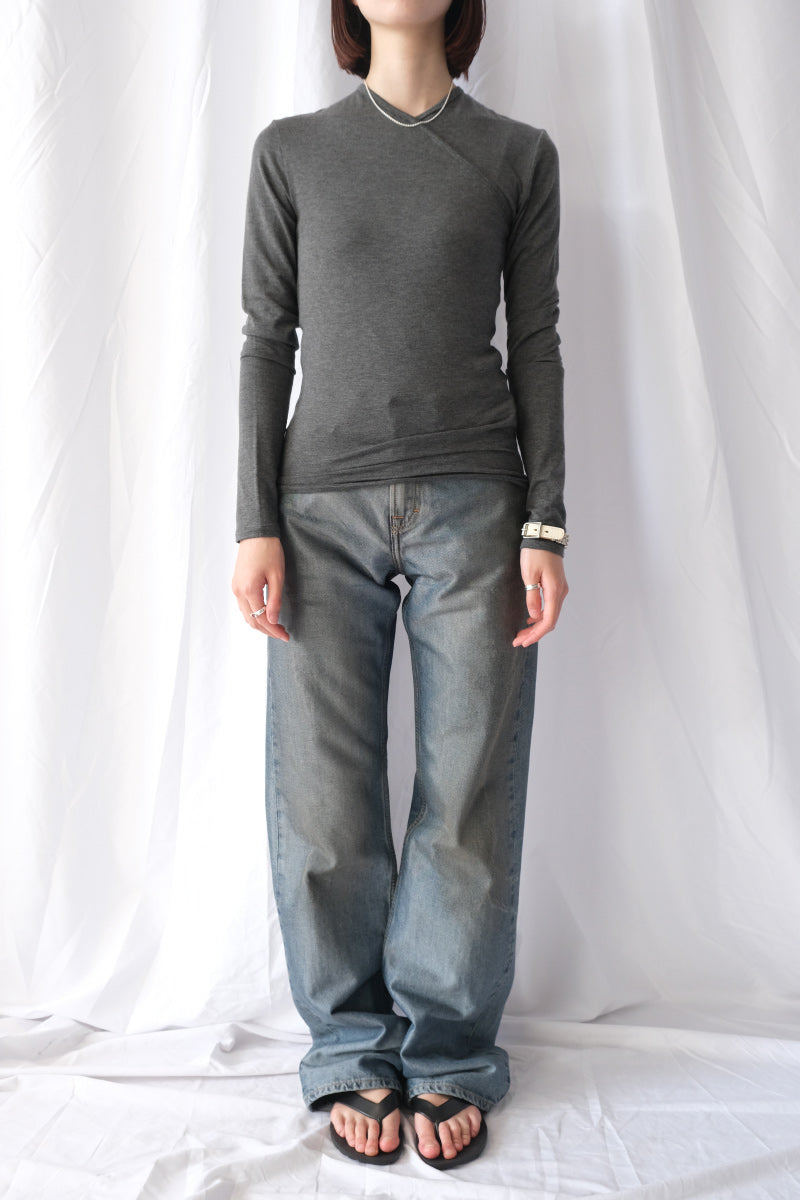 EUCALYPTUS JERSEY CACHE-COEUR TOP / TOP GRAY