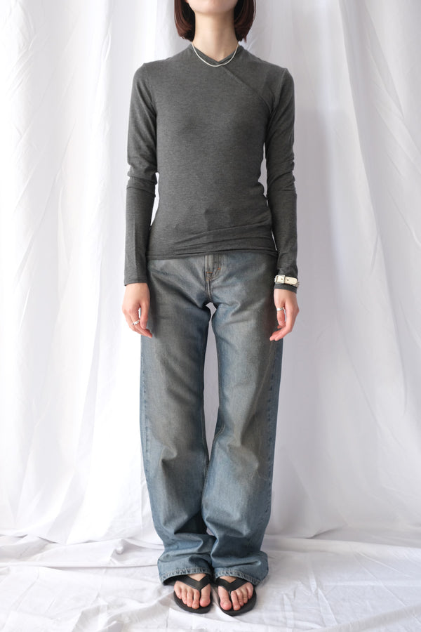 EUCALYPTUS JERSEY CACHE-COEUR TOP / TOP GRAY