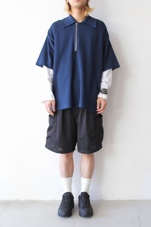 POLY MESH CARGO SHORTS / BLACK × GREEN