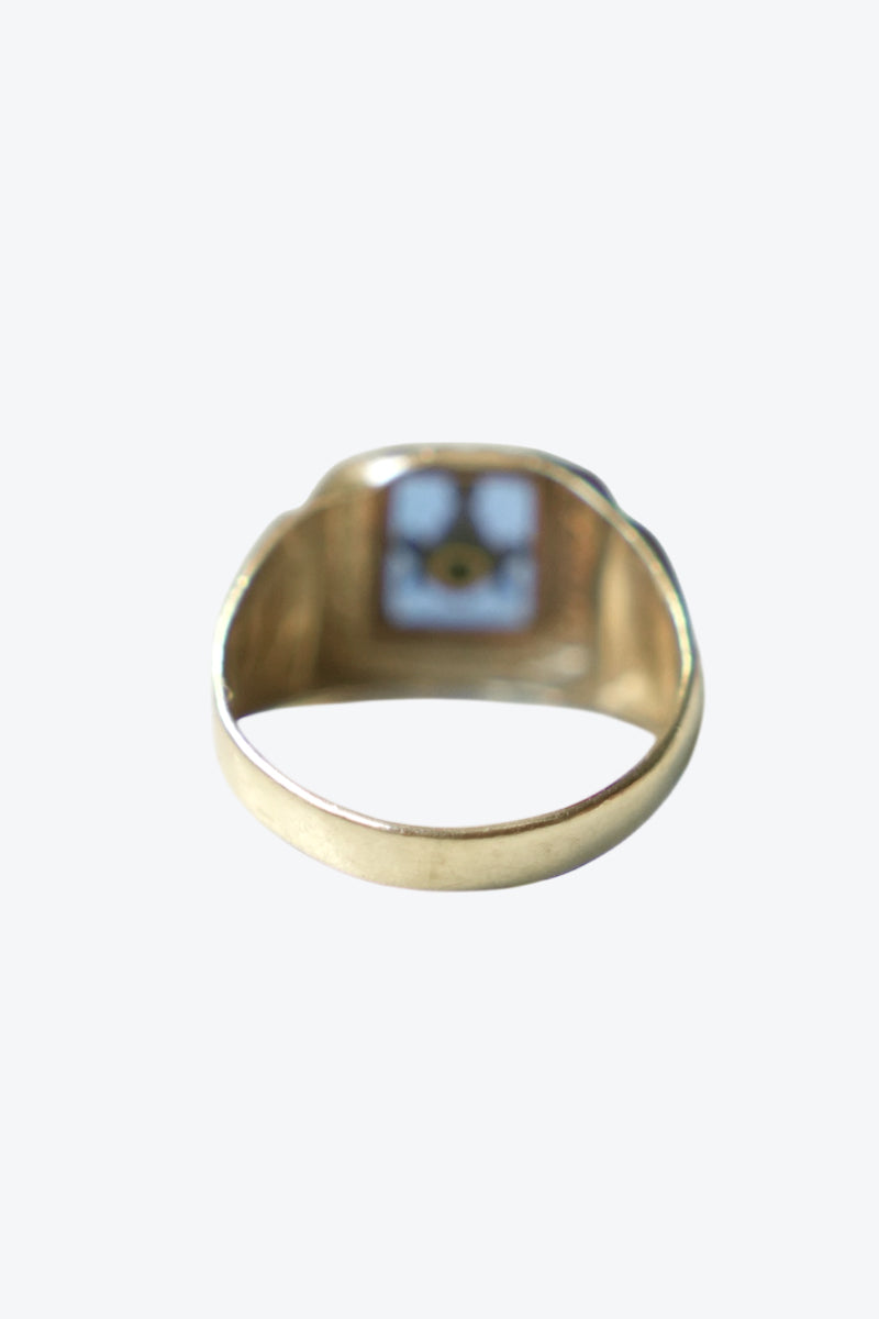 10K GOLD FREEMASON RING 4.2G / GOLD/BLUE