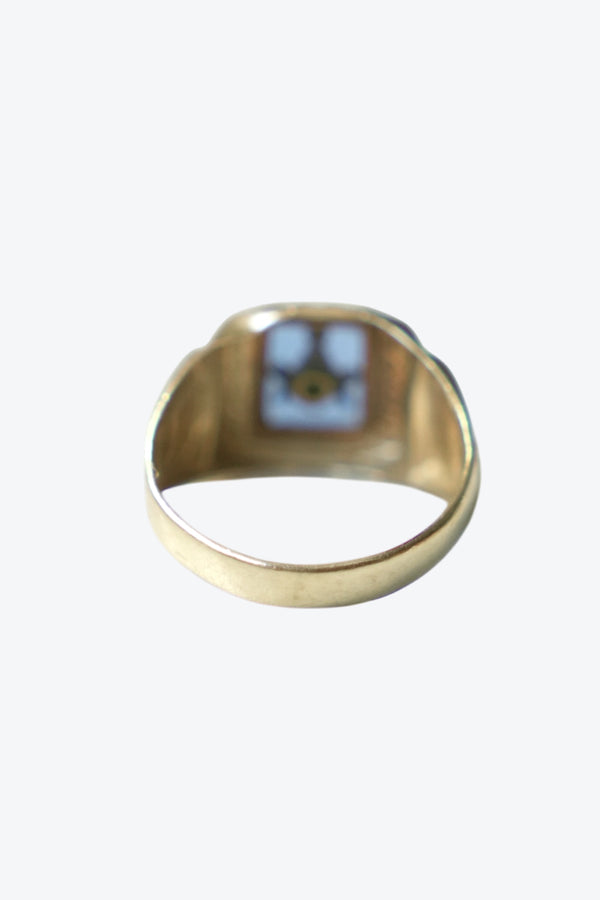 10K GOLD FREEMASON RING 4.2G / GOLD/BLUE