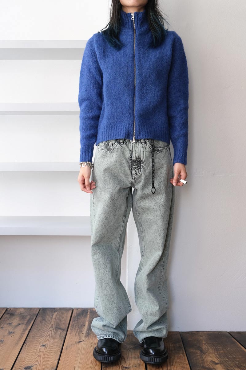 PALOMA WOOL | STADIUM KNIT SWEATER / SOFT BLUE フルジップウール