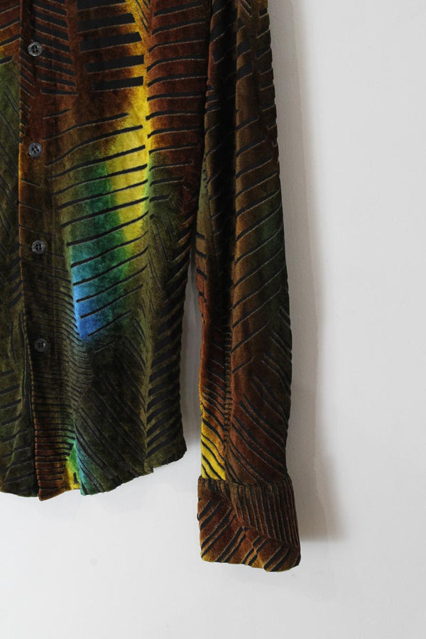 KO'S | 90'S L/S DESIGN VELOUR SHIRT [USED]