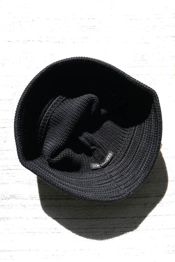 COTTON KNIT BALLOON HAT / BLACK 