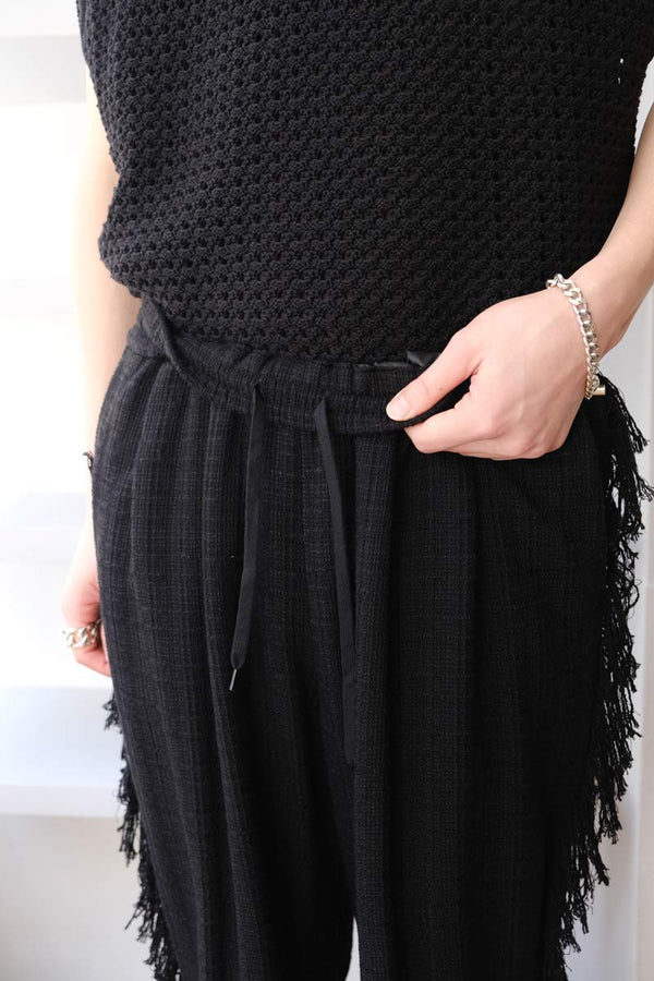 SUMMER TWEED FRINGE EASY PANTS / BLACK [40%OFF]