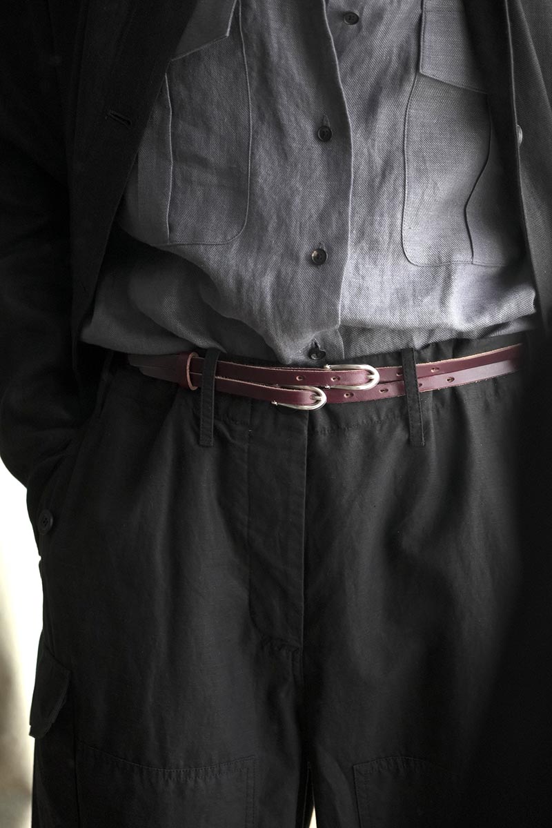 OUR LEGACY | TWIN TONGUE BELT / BURGUNDY CHROMEXCEL LEATHER