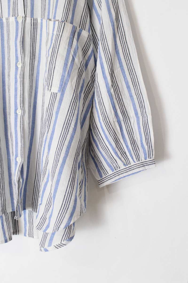 APIECE APART | L/S BAND COLLAR COTTON STRIPE SHIRT [USED]