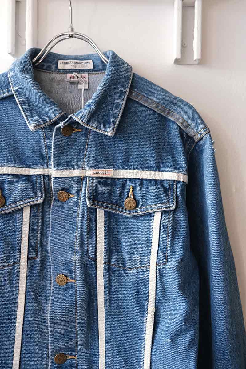 GUESS | 90년대 미국 생산 화이트 라인 데님 재킷 [USED]