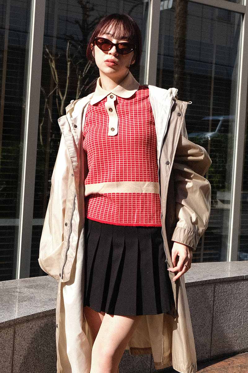 ROGER FASHIONS | 80'S CHECK POLO KNIT [USED]
