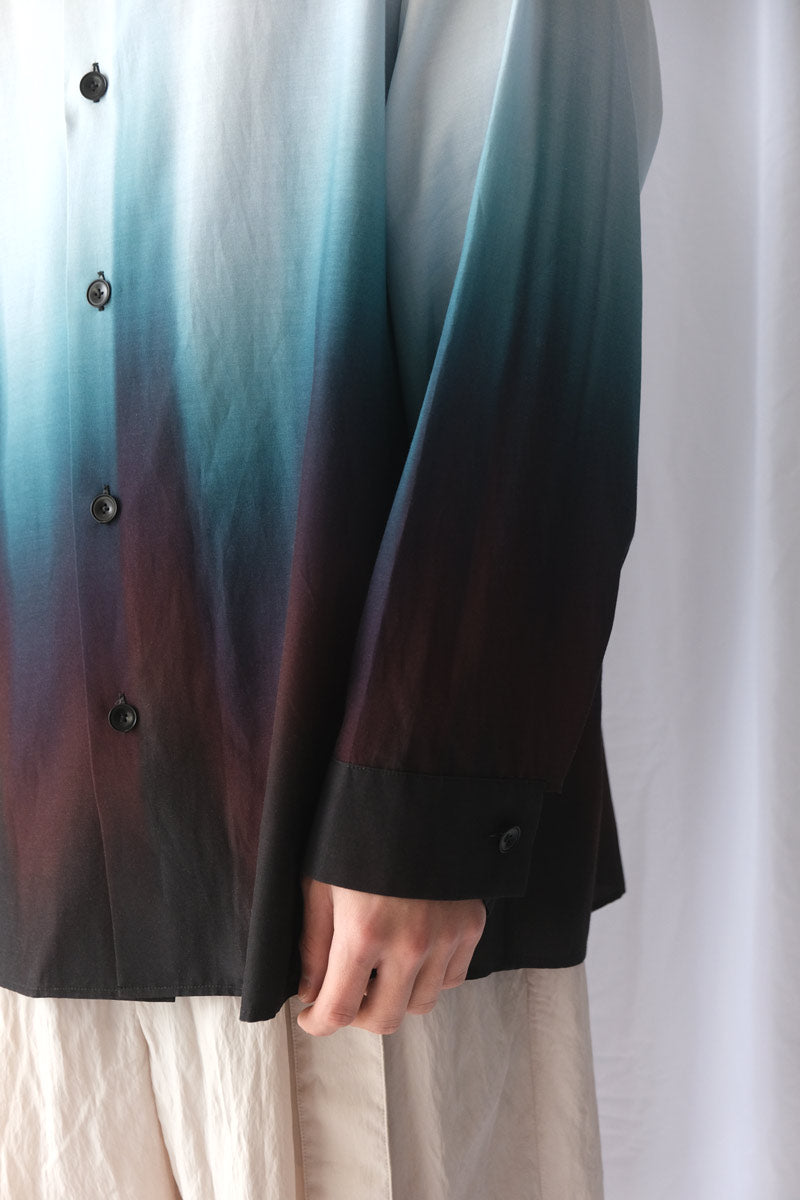 BASSEN PRINT OVER SHIRT / BLUE GRAY