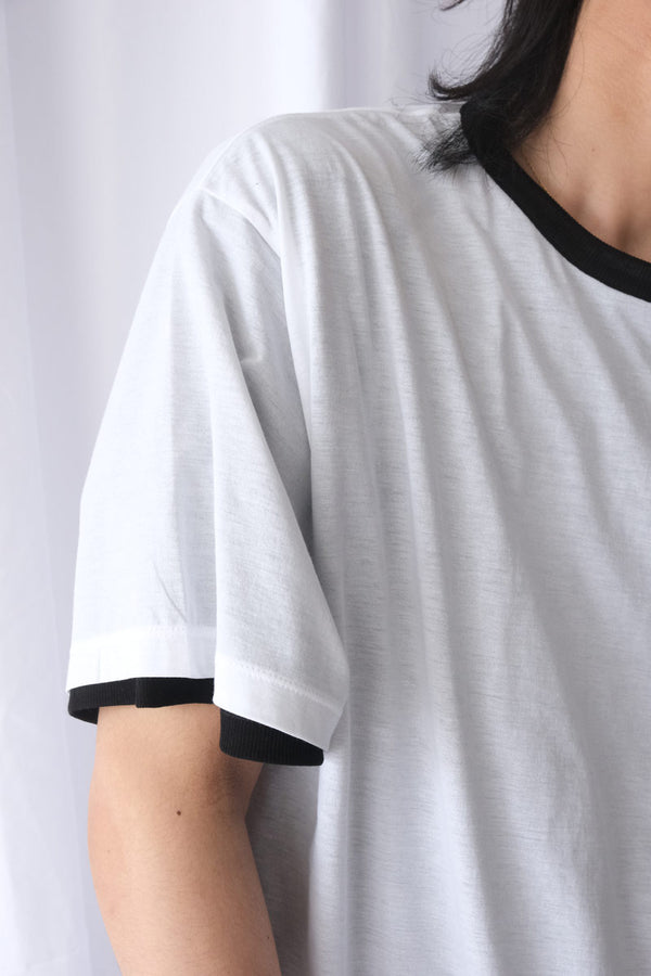 SHEER COTTON REVERSIBLE TEE / WHITE×BLACK