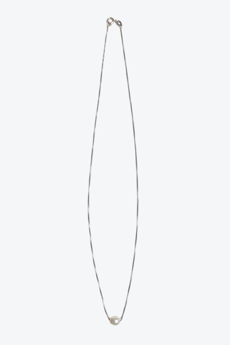 MADE IN ITALY 925 SILVER NECKLACE W/PEARL / SILVER