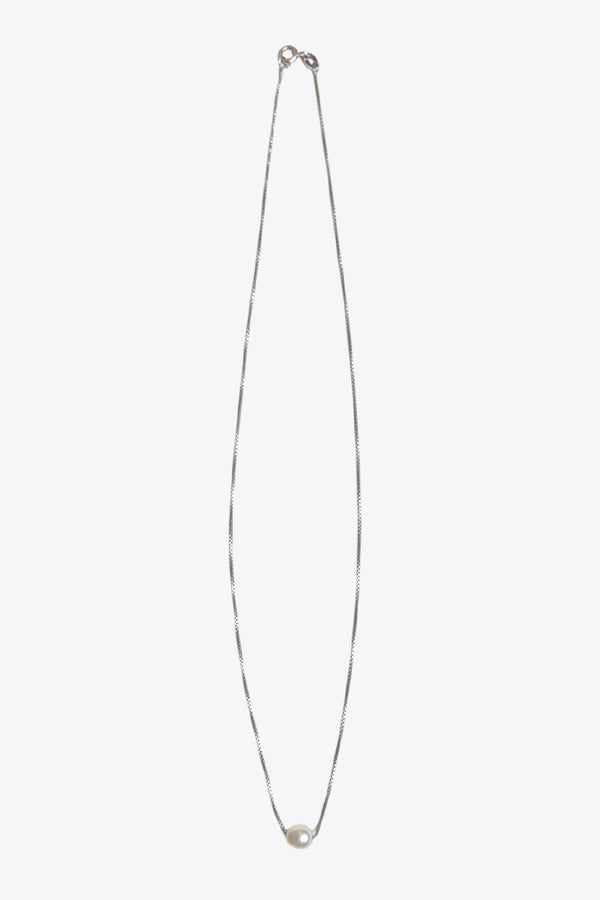 MADE IN ITALY 925 SILVER NECKLACE W/PEARL / SILVER