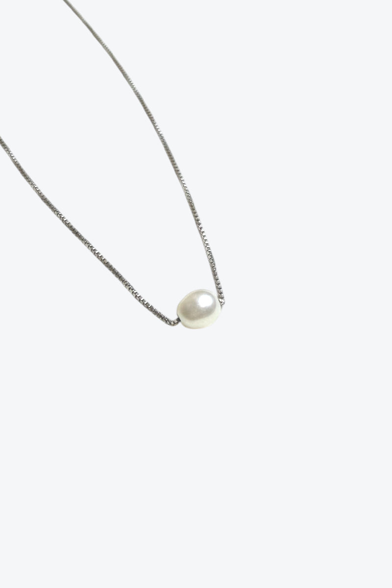 MADE IN ITALY 925 SILVER NECKLACE W/PEARL / SILVER