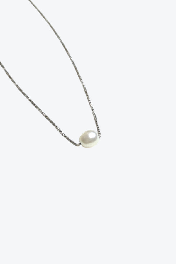 MADE IN ITALY 925 SILVER NECKLACE W/PEARL / SILVER