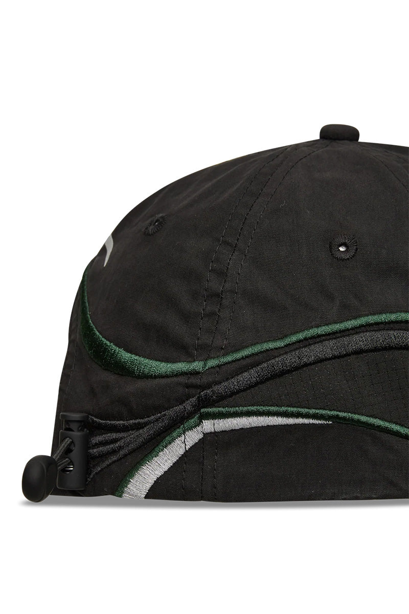 RYLI EMBROIDERED 6-PANEL CAP / WASHED BLACK