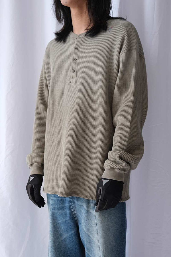 BEE SUN FADED ORGANIC WAFFLE SERAFINO LONG SLEEVE / GREY GREEN