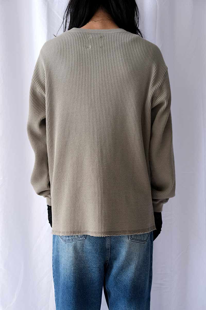 BEE SUN FADED ORGANIC WAFFLE SERAFINO LONG SLEEVE / GREY GREEN