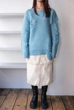 Load image into Gallery viewer, EXTRA FINE MERINO WOOL DISTRESSED SWEATER / SKY