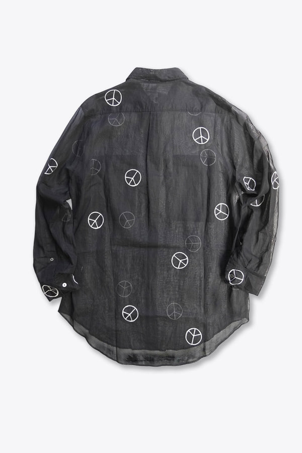 ACNE | L/S PEACE SYMBOL SHEER SHIRT / BLACK [USED]