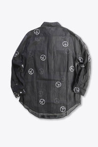 ACNE | L/S PEACE SYMBOL SHEER SHIRT / BLACK [USED]