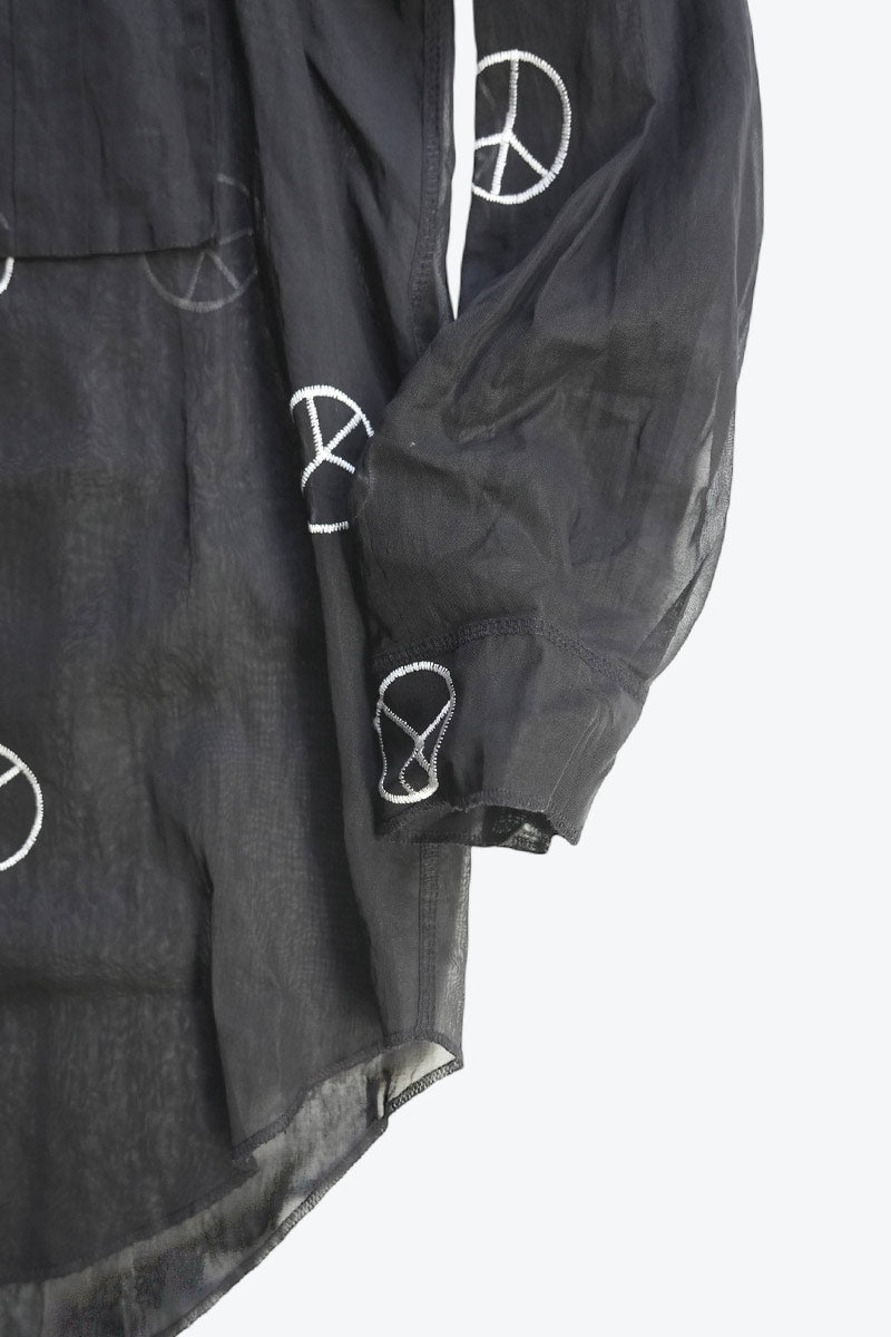 ACNE | L/S PEACE SYMBOL SHEER SHIRT / BLACK [USED]
