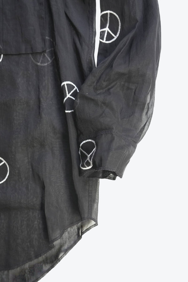 ACNE | L/S PEACE SYMBOL SHEER SHIRT / BLACK [USED]