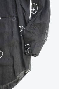 ACNE | L/S PEACE SYMBOL SHEER SHIRT / BLACK [USED]