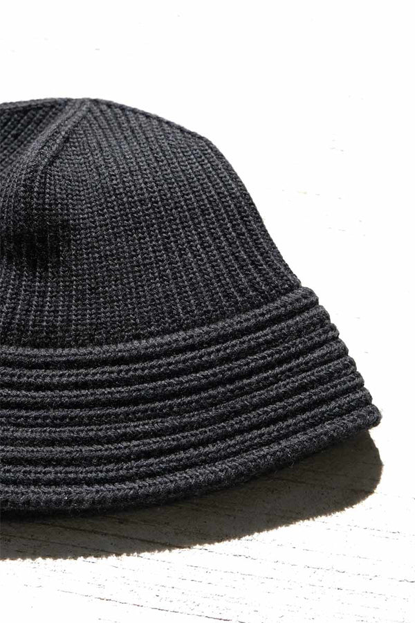 COTTON KNIT BALLOON HAT / BLACK 