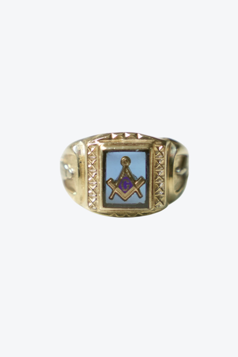 10K GOLD FREEMASON RING 4.2G / GOLD/BLUE