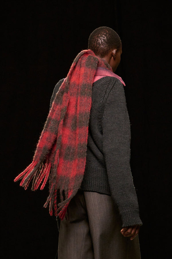 ESTATE SCARF / BURNT RED PLAID FUZZ ALPACA [26AW入荷予定]
