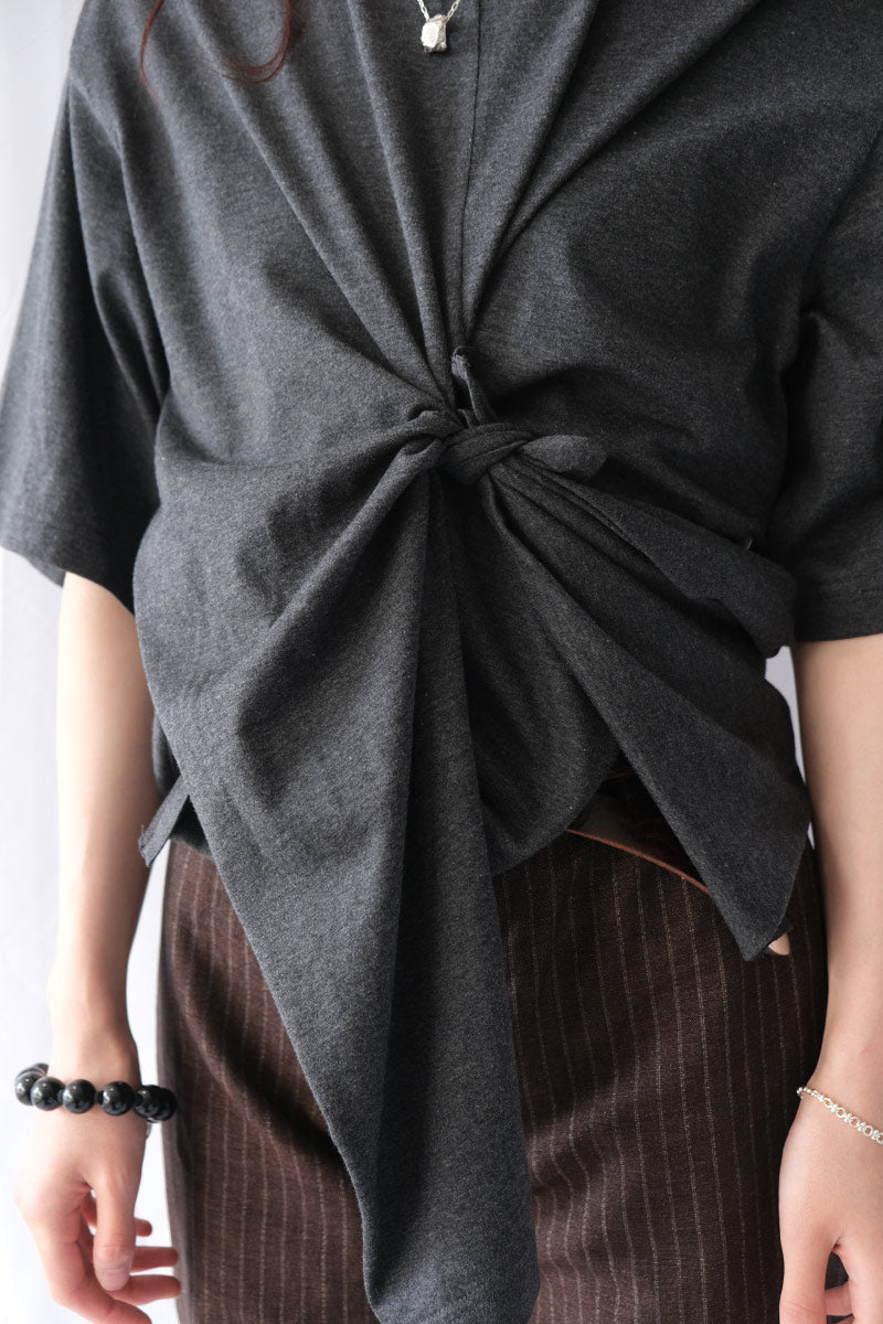 SUPIMA COTTON KNOTTED S/S TEE / TOP CHARCOAL
