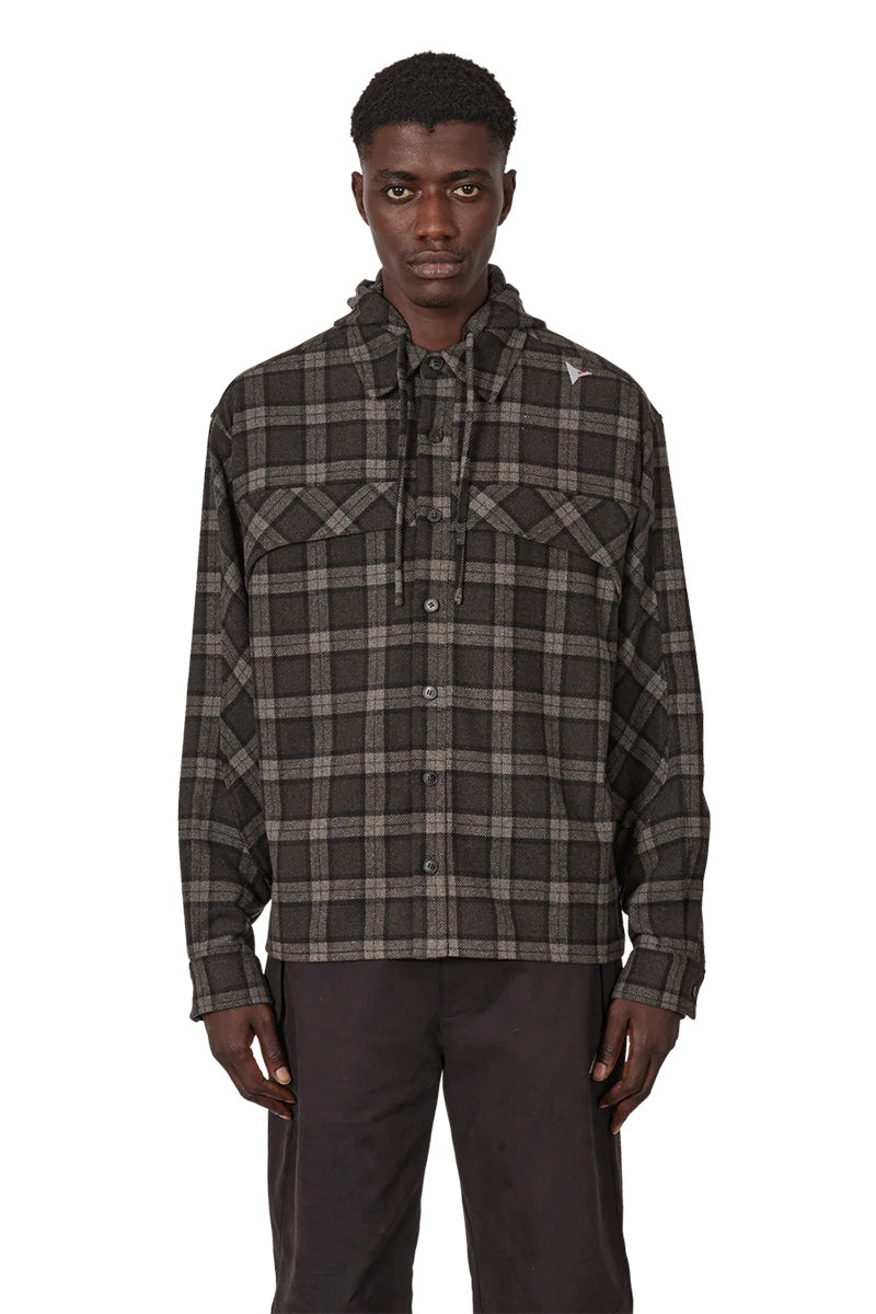 LOGGER WOOL CHECK LONG SLEEVE SHIRT  / ANTHRACITE