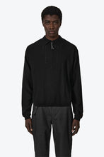 Load image into Gallery viewer, PINCHED WOOL KNIT POLO / BLACK