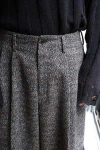 WOOL JACQUARD WIDE TUCK PANTS / LEOPARD