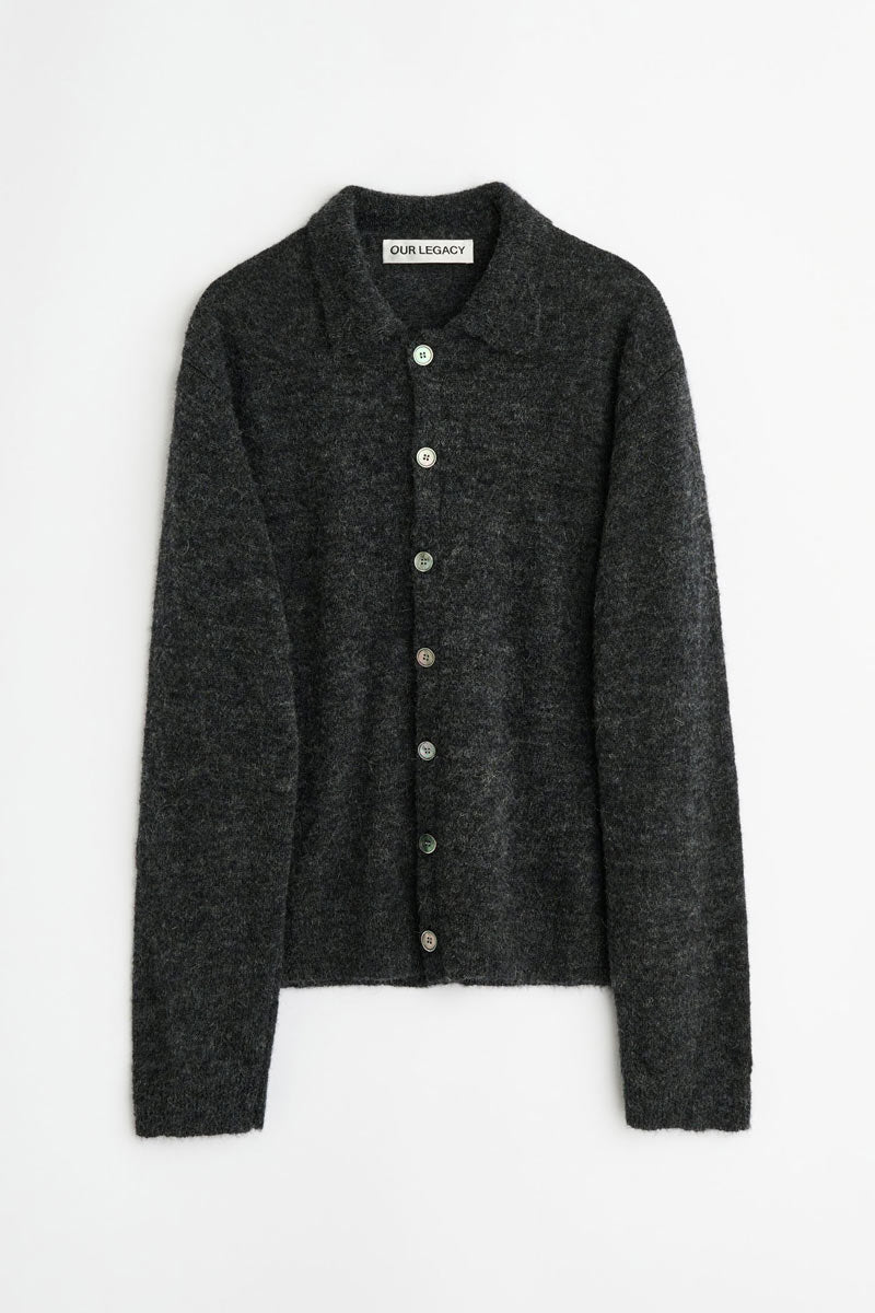トップス our legacy evening polo OUR LEGACY | EVENING POLO / CHARCOAL MELANGE FUZZY ALPACA