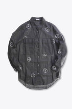 画像をギャラリービューアに読み込む, ACNE | L/S PEACE SYMBOL SHEER SHIRT / BLACK [USED]