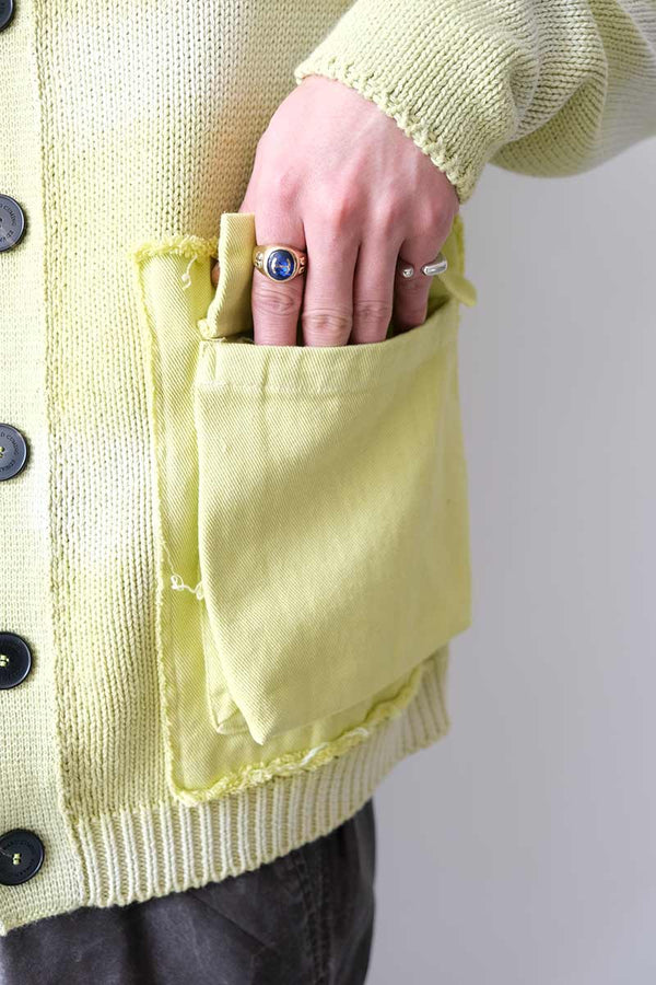 TYRE TRACK WASHED CARDIGAN / WASHED LIME [30%OFF]