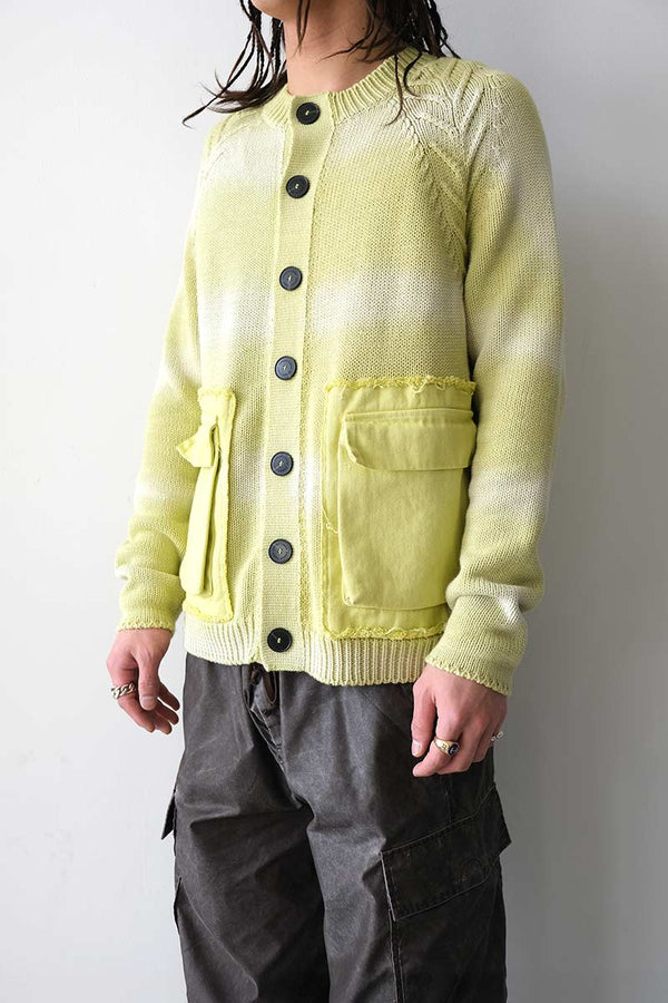 TYRE TRACK WASHED CARDIGAN / WASHED LIME [30%OFF]