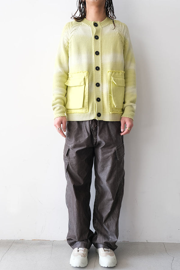 TYRE TRACK WASHED CARDIGAN / WASHED LIME [30%OFF]