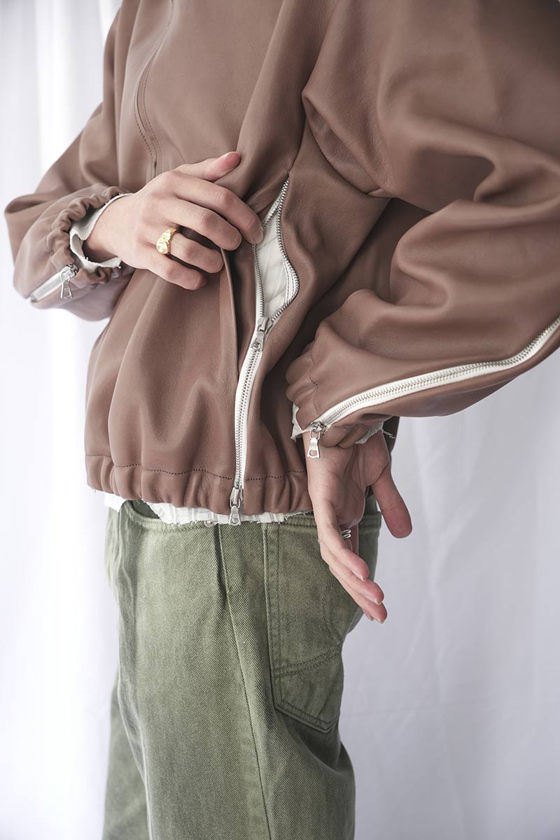 S18 NO.306 LEATHER SIX ZIPPER JACKET / BROWN