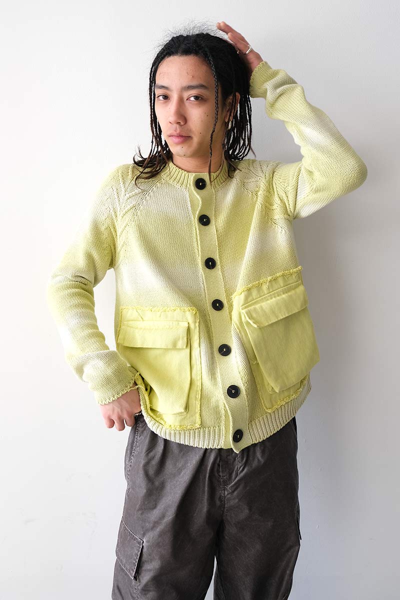 TYRE TRACK WASHED CARDIGAN / WASHED LIME [30% 할인]