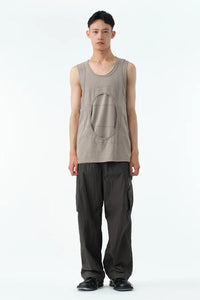 CIRCLE CUTTING FADE LAYERED TANKTOP .13 / SAND GREGE