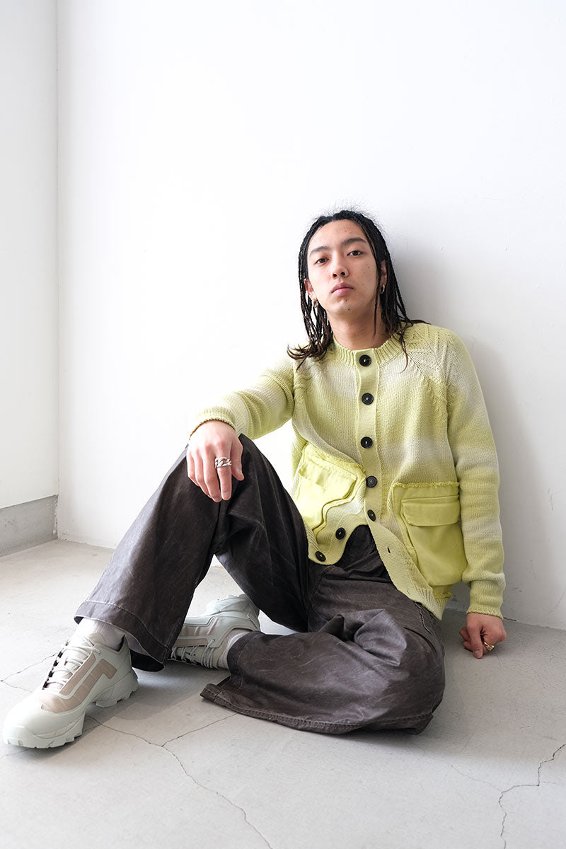 TYRE TRACK WASHED CARDIGAN / WASHED LIME [30% 할인]