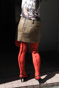 WOOL BACK BUTTON TIGHTS / RED