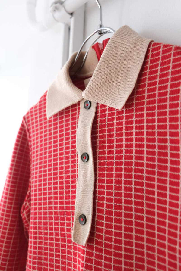 ROGER FASHIONS | 80'S CHECK POLO KNIT [USED]